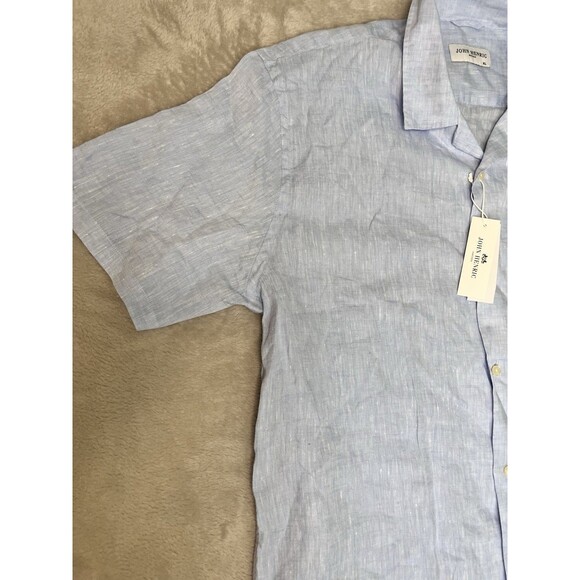 John Henric Sweden Mens Button Down Shirt Size XL Blue 100% Linen Casual NWT - Picture 3 of 11
